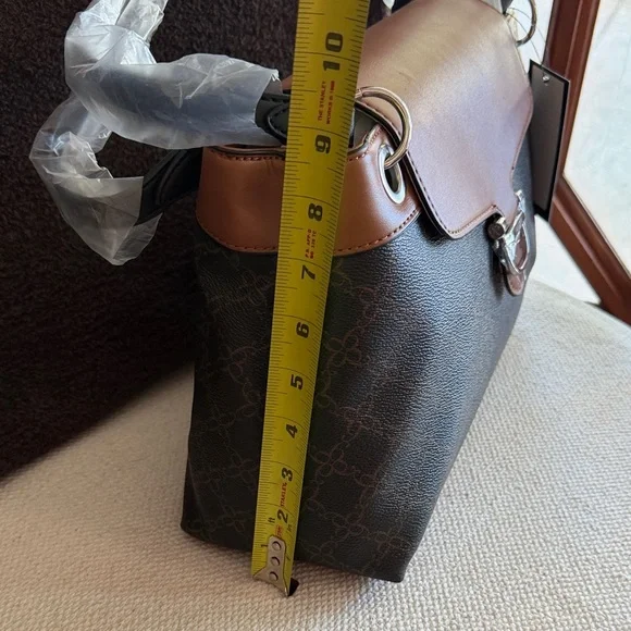 Nine West Brown & Tan Monogram Satchel - Picture 8 of 8